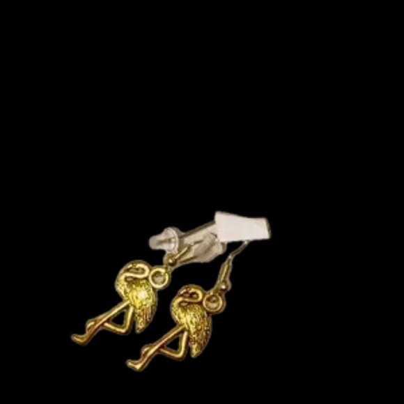 NWOT BRASS Flamingo Urban Gold Earrings - Picture 5 of 7